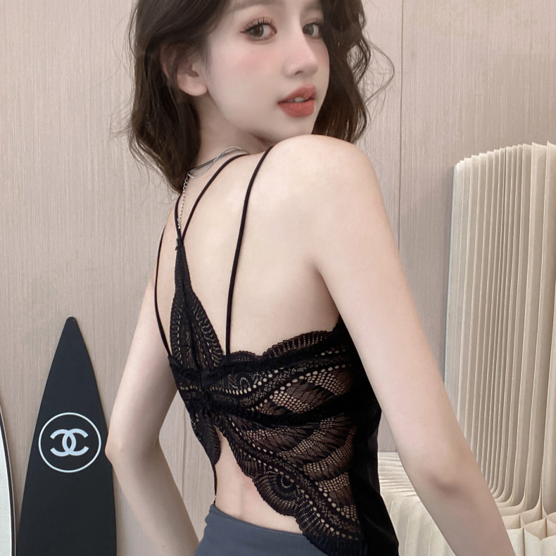 网红蕾丝美背吊带夏季新款性感打底抹胸带胸垫背心薄款无钢圈内衣