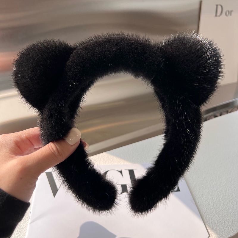 水貂毛发箍猫耳小熊发箍洗脸拍照炸街高端饰品