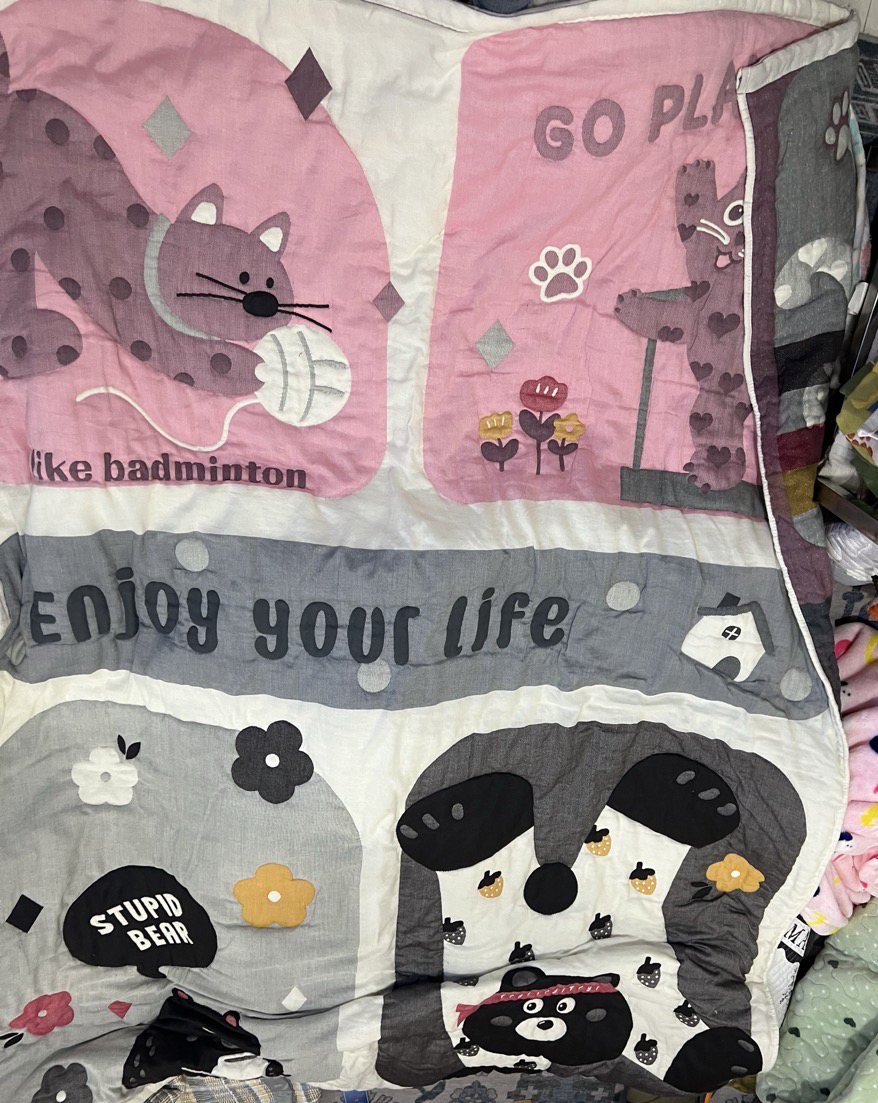 纱布粉猫多层加厚面包被