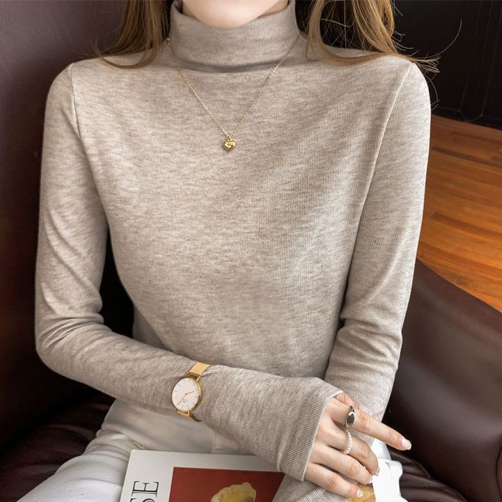 半高领打底衫女内搭秋冬2023年新款T恤百搭洋气纯色加厚长袖上衣