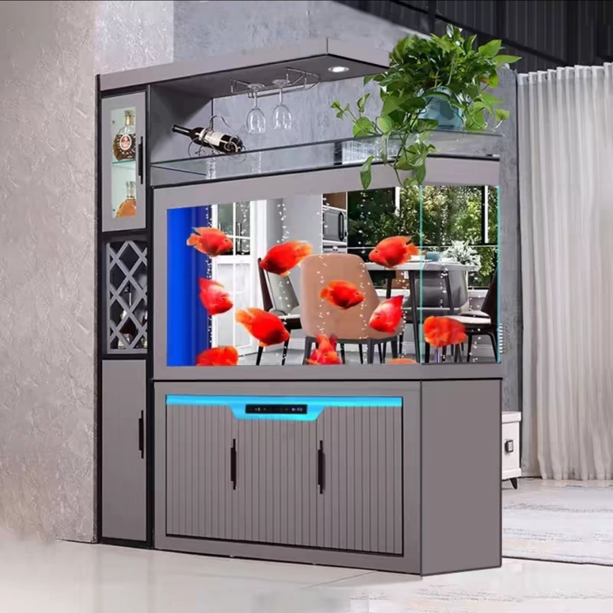 鱼缸2025新款客厅超白玻璃客厅餐厅屏风隔断家用落地免换水族箱