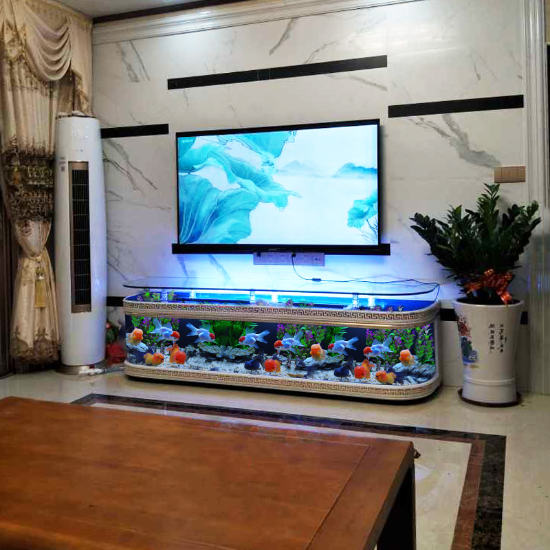 客厅家用电视柜免换水定制弧形水族箱鱼缸家用客厅