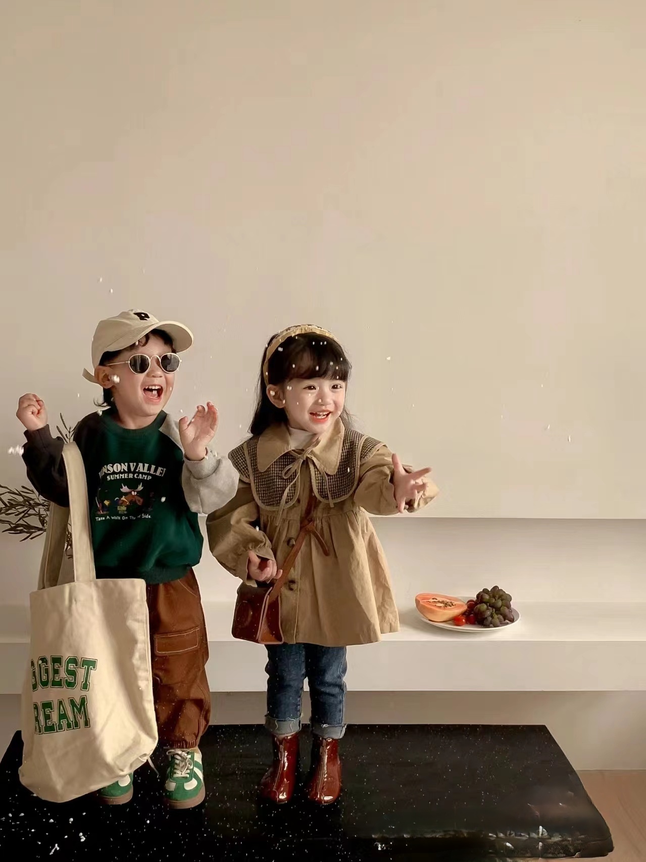 韩系外套 复古风外套 森系碎花裙洋气女童春秋儿童长袖百搭