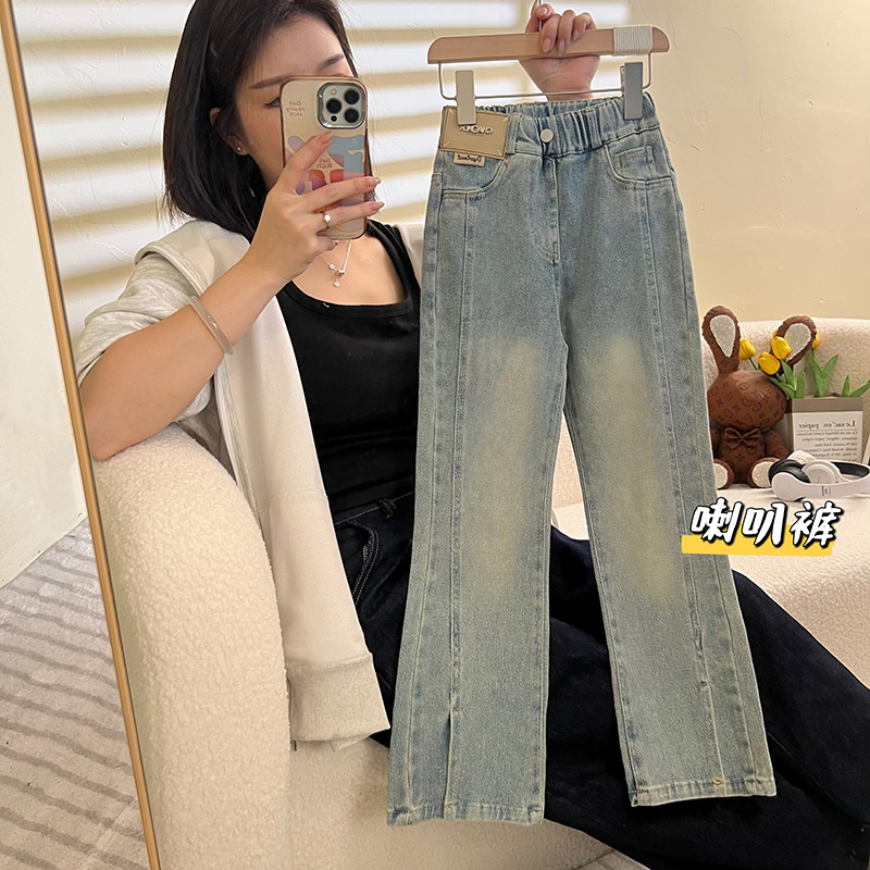 【901-999】【承妈童品】微喇/烟管/弯刀裤童装女童牛仔裤中大童