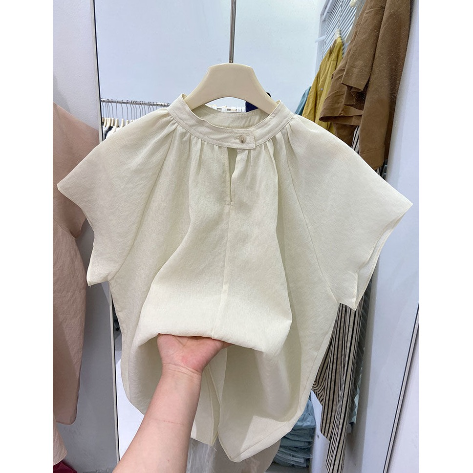 韩系小飞袖衬衫女夏2024新款高端设计感显瘦遮肉洋气短袖小衫上衣