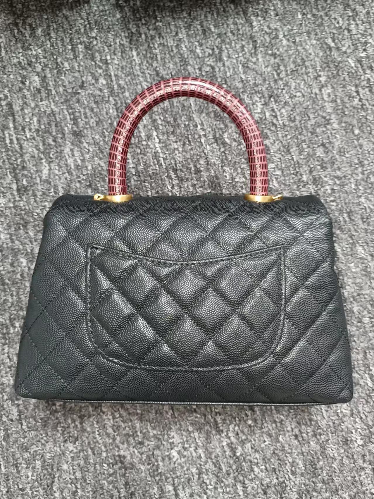 LQ-WITH-QUEEN真皮女包黑色红手提包-10105