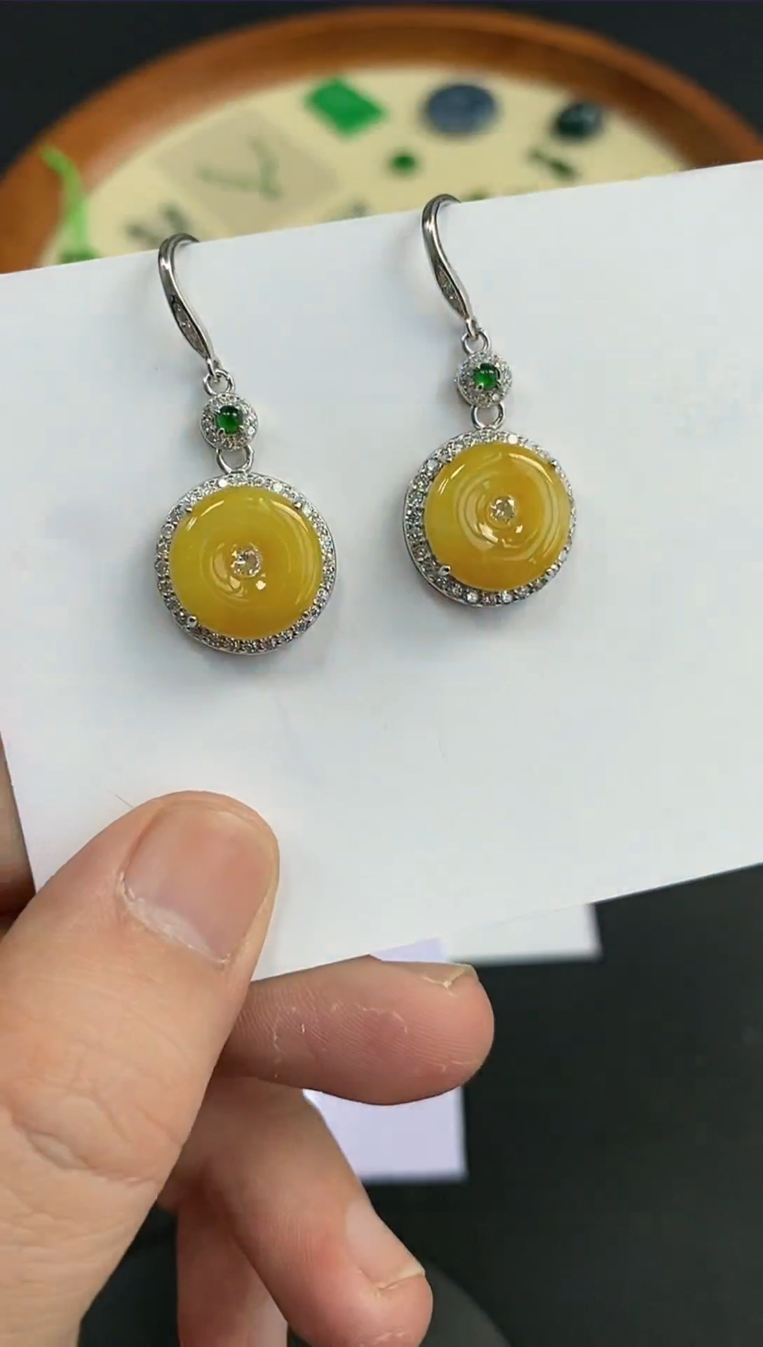 【闪购商品】翡翠耳饰银S925镶嵌一对