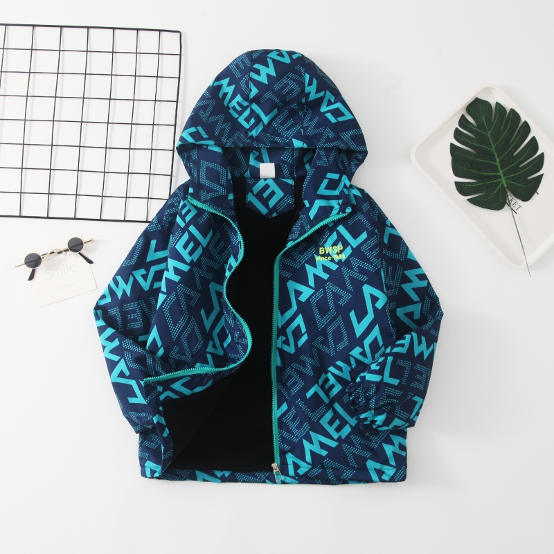 男童春秋外套连帽2025中大童上衣儿童运动百搭冲锋衣男孩帅气风衣