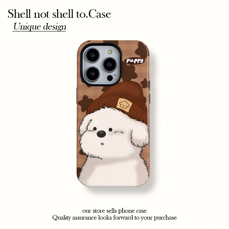 帽子白狗磁吸菲林二合一适用苹果16/15promax手机壳14/13防摔12女