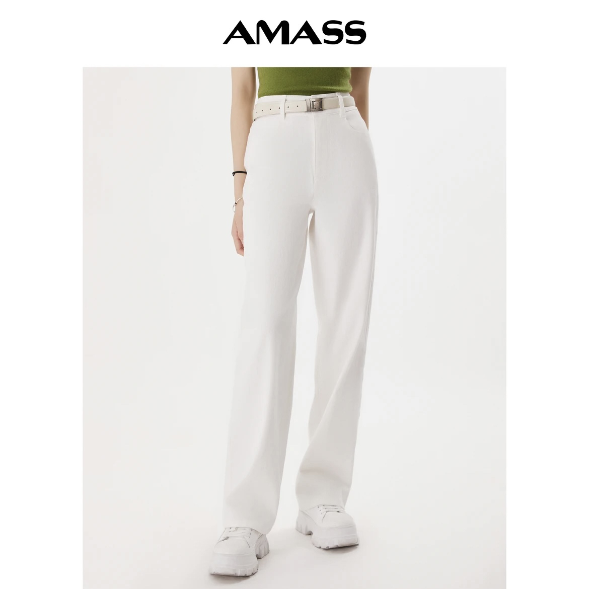 AMASS/阿玛施 新款高腰直筒显瘦5100588薄款通勤休闲香蕉牛仔裤 
