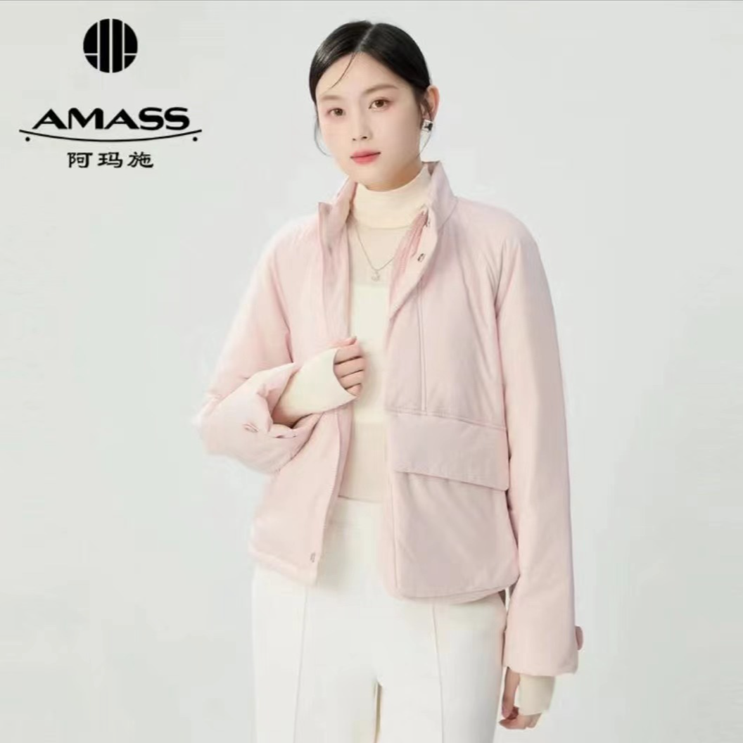 阿玛施AMASS暖冬好物纯色宽松新雪丽机车口袋慵懒风棉服5400851