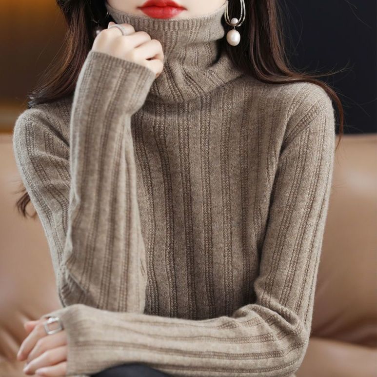 堆堆领毛衣衫针织衫女秋冬毛衣新款长袖百搭超内搭保暖气质打底衫