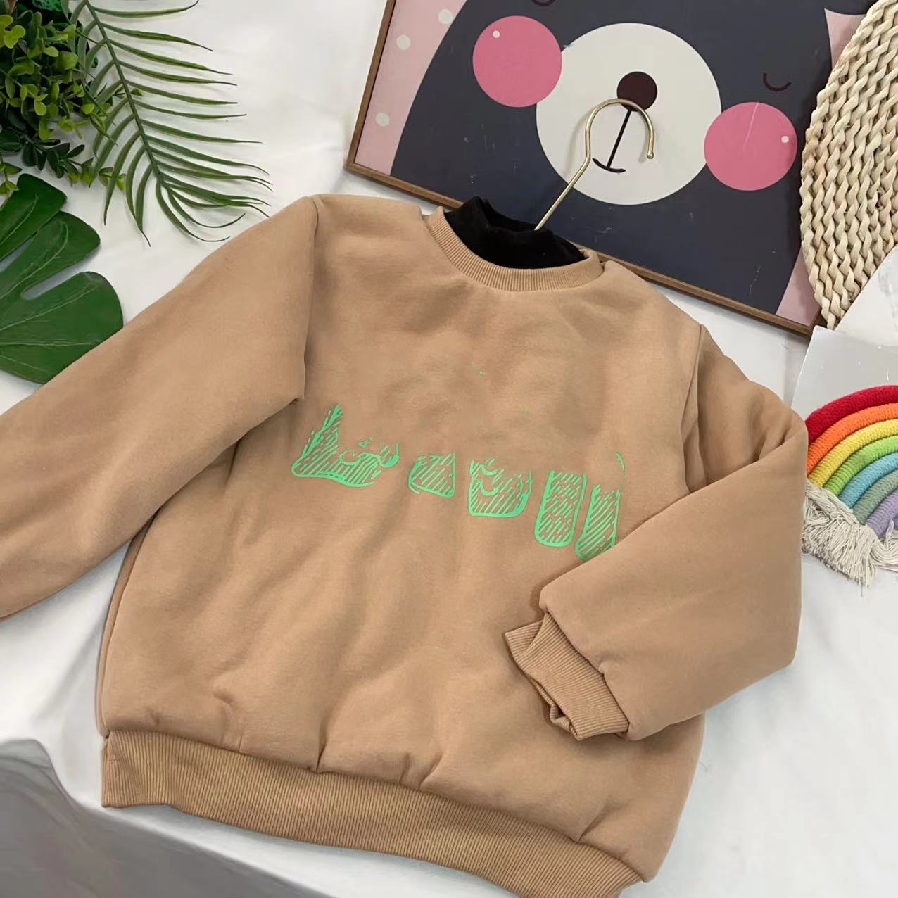 儿童2023冬季新款加厚加棉保暖假两件卫衣D4546