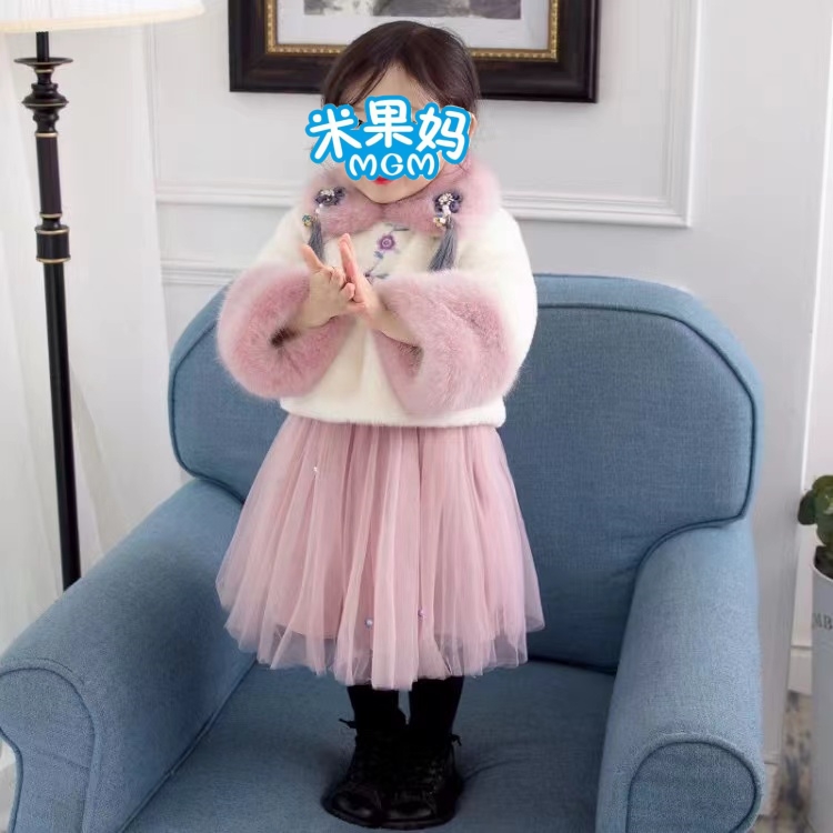 女童2023冬季新款国风唐装拜年服三件套D4802