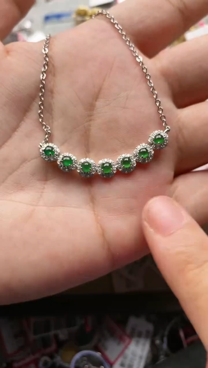 【闪购商品】翡翠颈饰银S925镶嵌77777    4