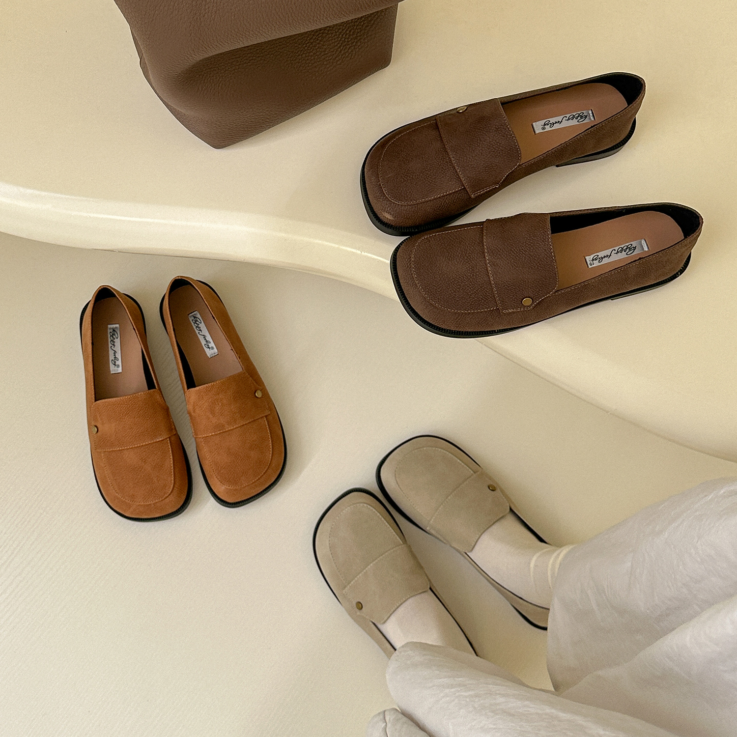 六一oniiii 欧尼风！韩国时尚绒面粗跟单鞋女2024百搭低跟乐福鞋