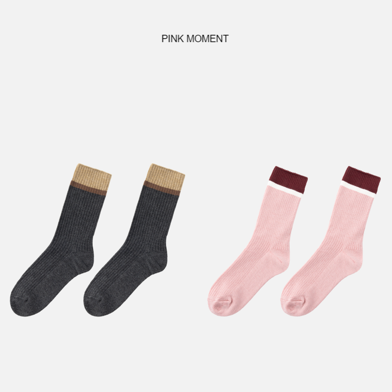 PM王囡囡 “灰粉玫瑰袜” 糖果撞色袜子 NC1C0120