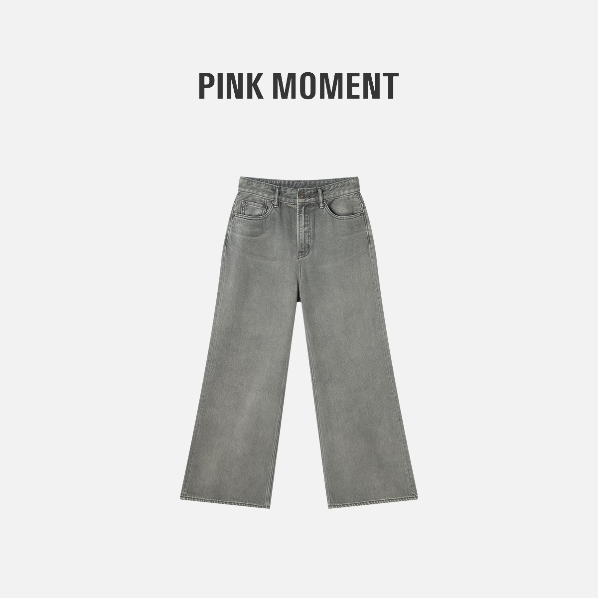 PM “水洗女孩”水泥灰宽松直筒牛仔裤 NC1C0196