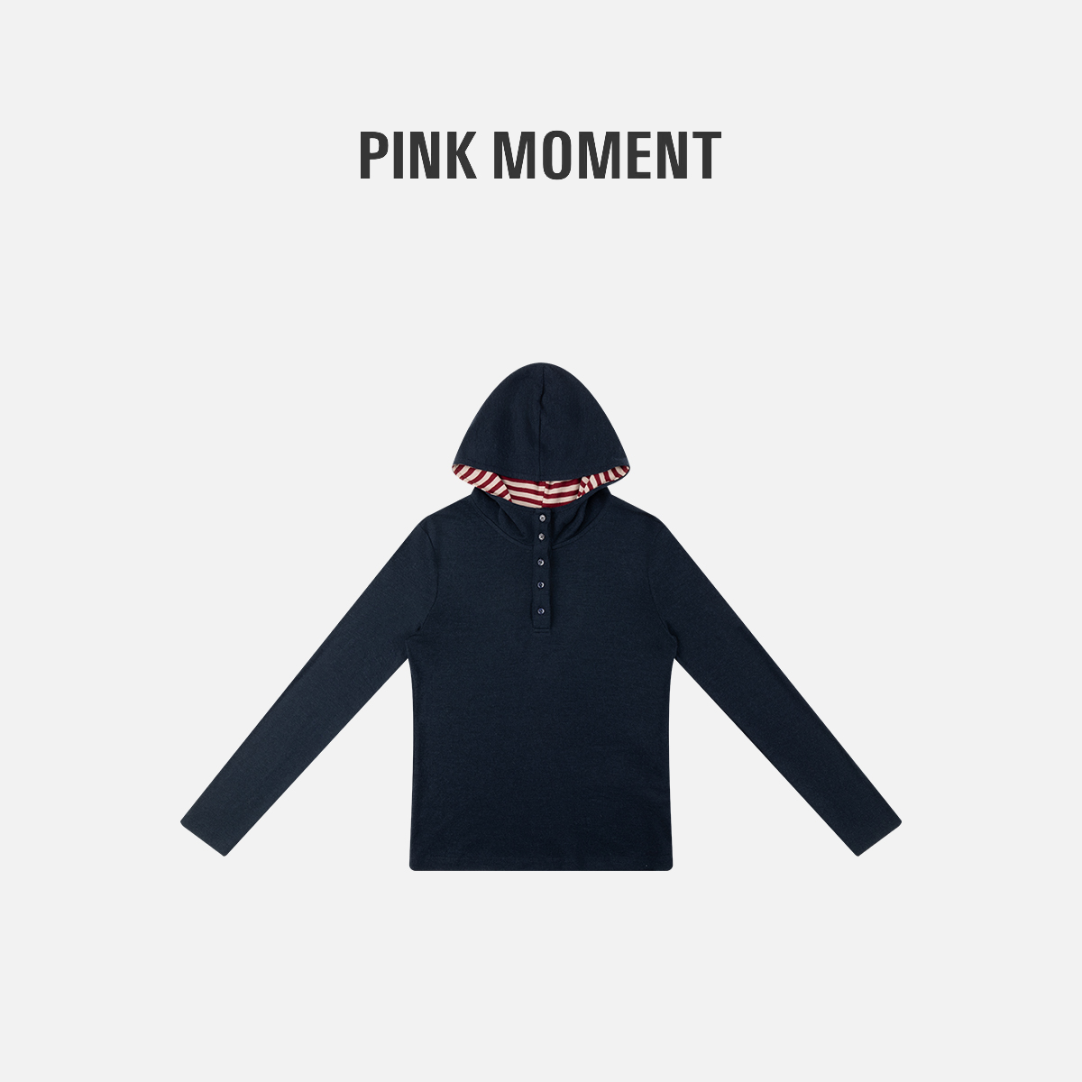 PM王囡囡 "深蓝玫瑰" 单排扣深蓝色连帽卫衣 NC1C0321