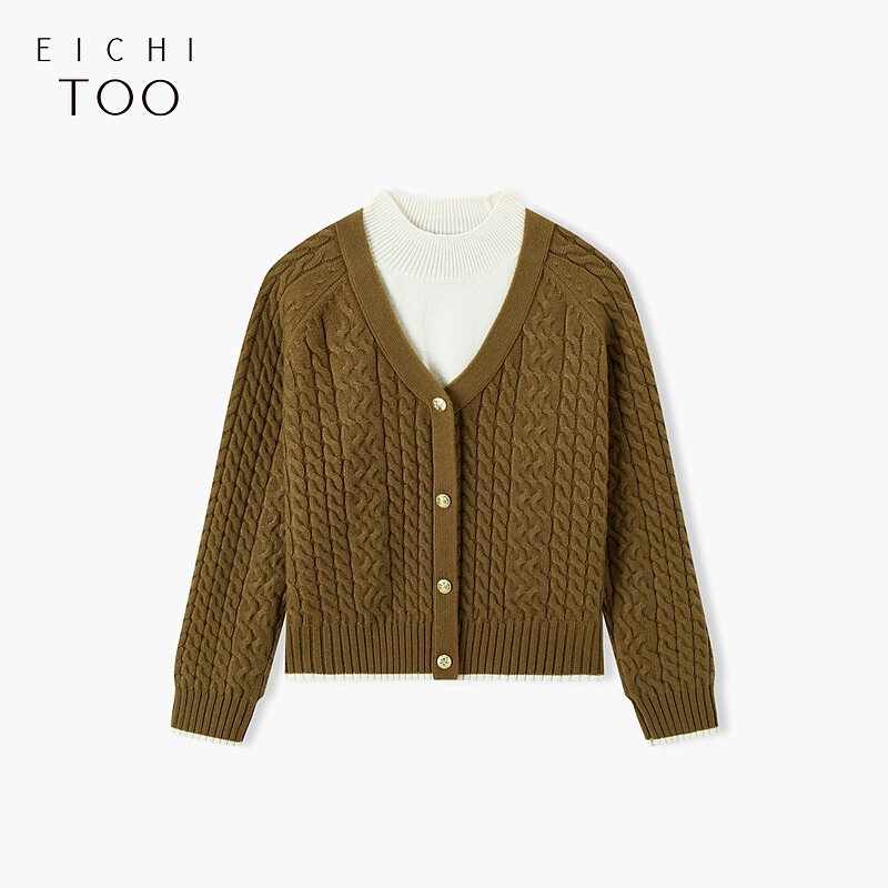 A爱居兔冬季撞色设计时尚假两件长袖针织衫ENZAJ4N040A