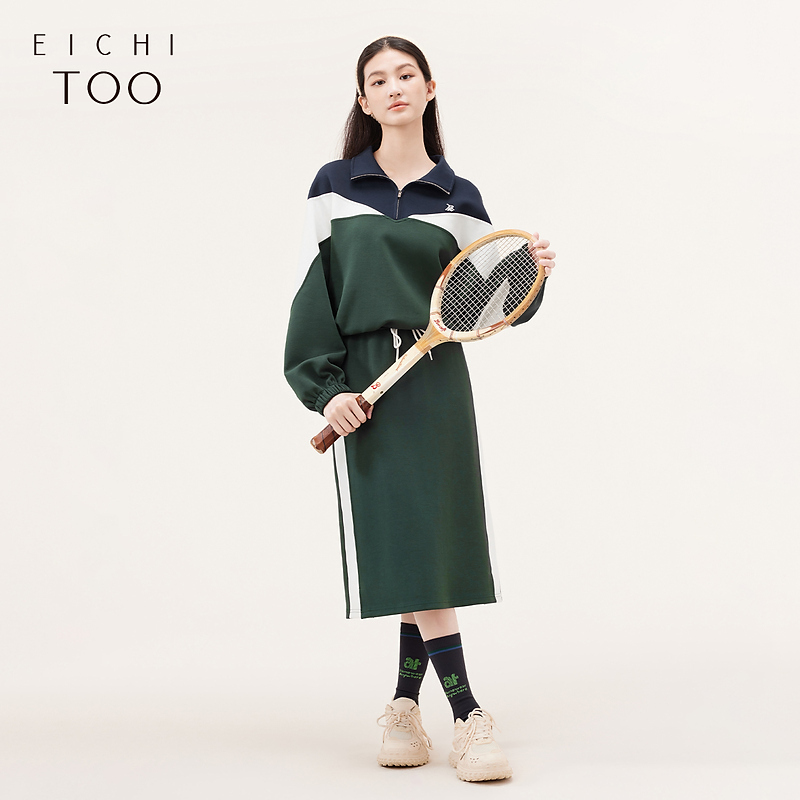 A爱居兔秋季复古时尚卫衣半身裙套装ETHTJ3N005A