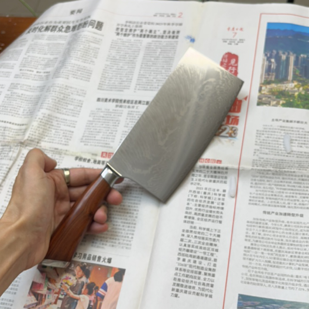 大马士革切片刀锋利无比不能砍切骨头