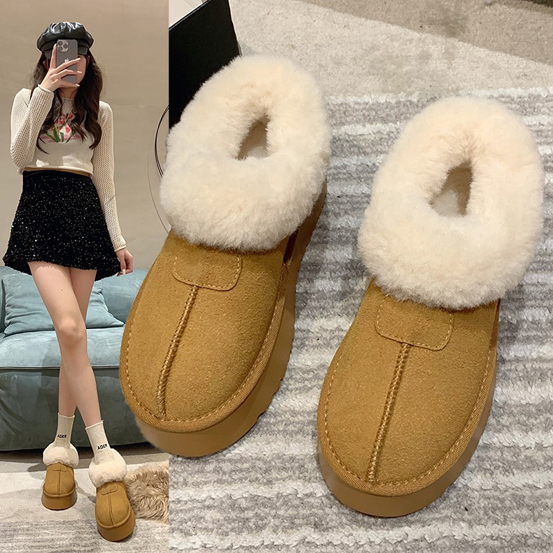网红爆款时尚厚底加绒加厚雪地靴女冬2023冬季新款毛毛鞋短靴棉鞋