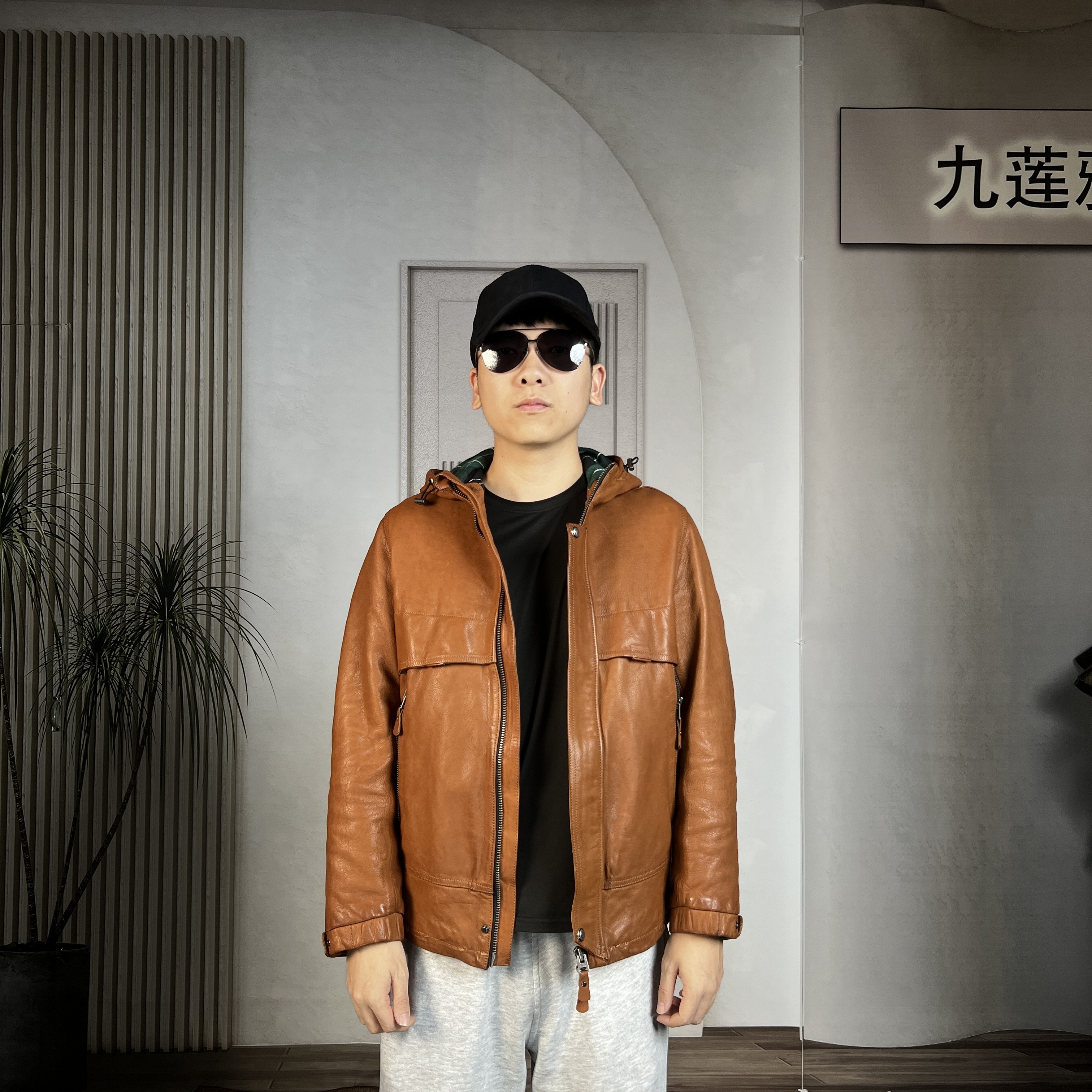 男款真皮山羊皮皮衣重工成衣重洗复古时尚外套