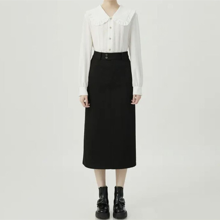 【商场同款】高腰半身裙春季新款气质双口袋设计长款显瘦裙1200369