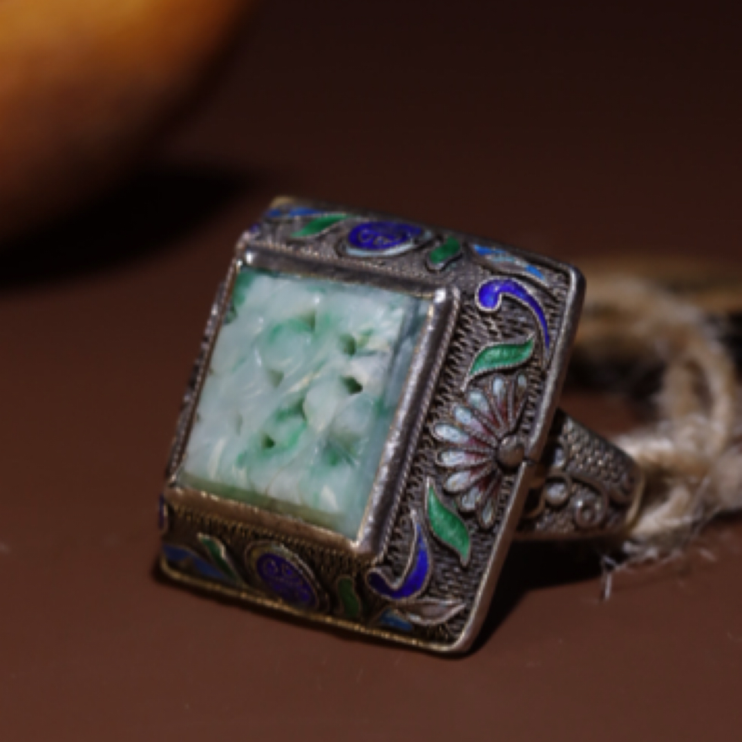 翡翠戒指 圈口可调节