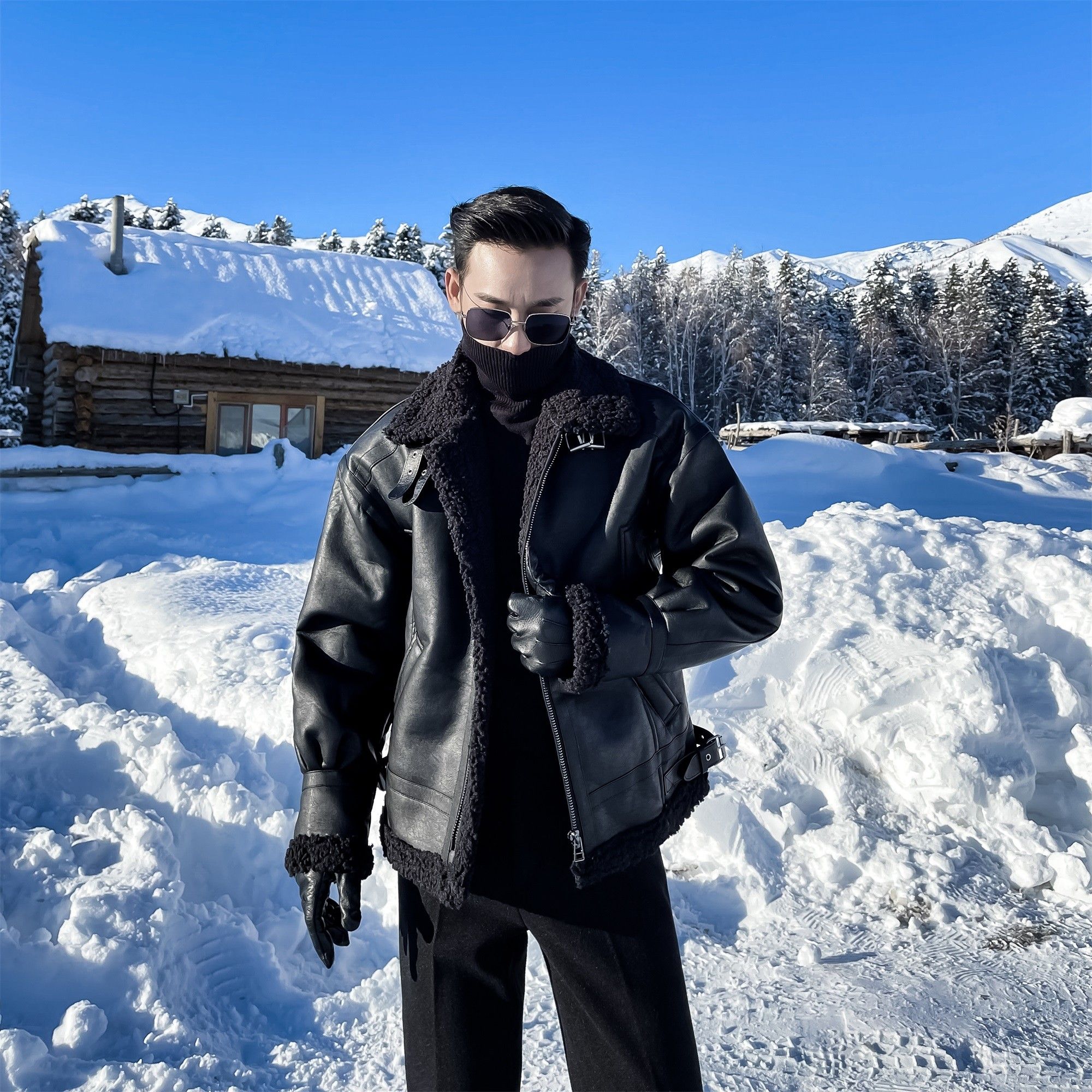 冬天加绒冬季外套男款宽松防风韩版保暖夹克冬季外套棉服冬天外衣