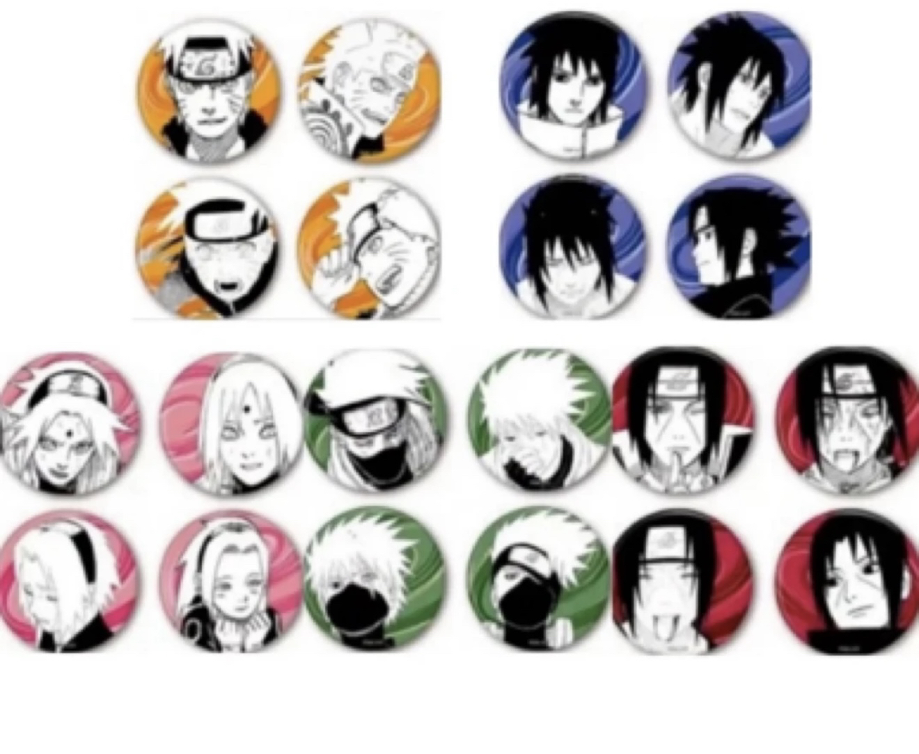 【日谷】火影忍者25周年场贩JS 个人池吧唧一套4个