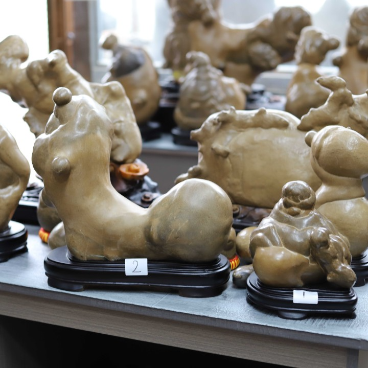 2号青海古陶石原石天然盆景一物一拍弥勒佛中式动物创意微景观