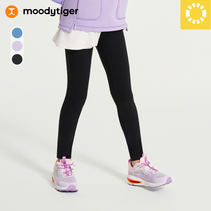 moodytiger【活动紧身裤1】儿童裤子女童弹力抓绒紧身裤|小云朵【H】