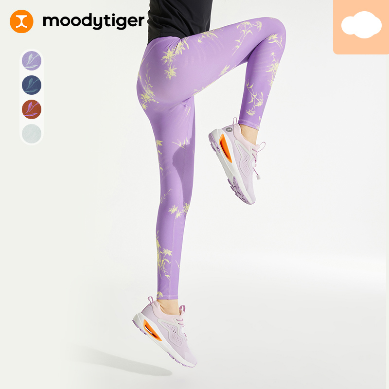 【会员专享】moodytiger24秋新女童瑜伽跑步运动速干印花外穿紧身裤
