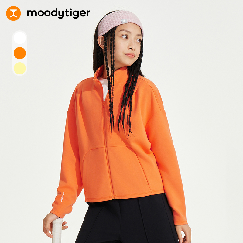 moodytiger【活动外套】女童立领外套百搭舒适透气儿童户外运动衣