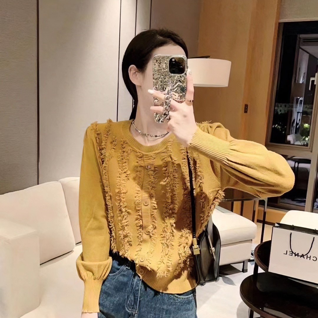 韩版针织衫百搭圆领女秋季新款时尚纯色流苏复古气质套头长袖女士