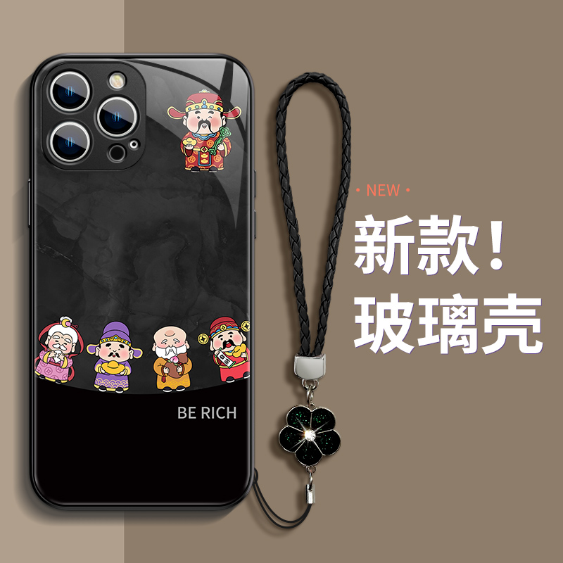 适用苹果15手机壳华为13财神爷iphone15promax女OPPOvivo小米14套