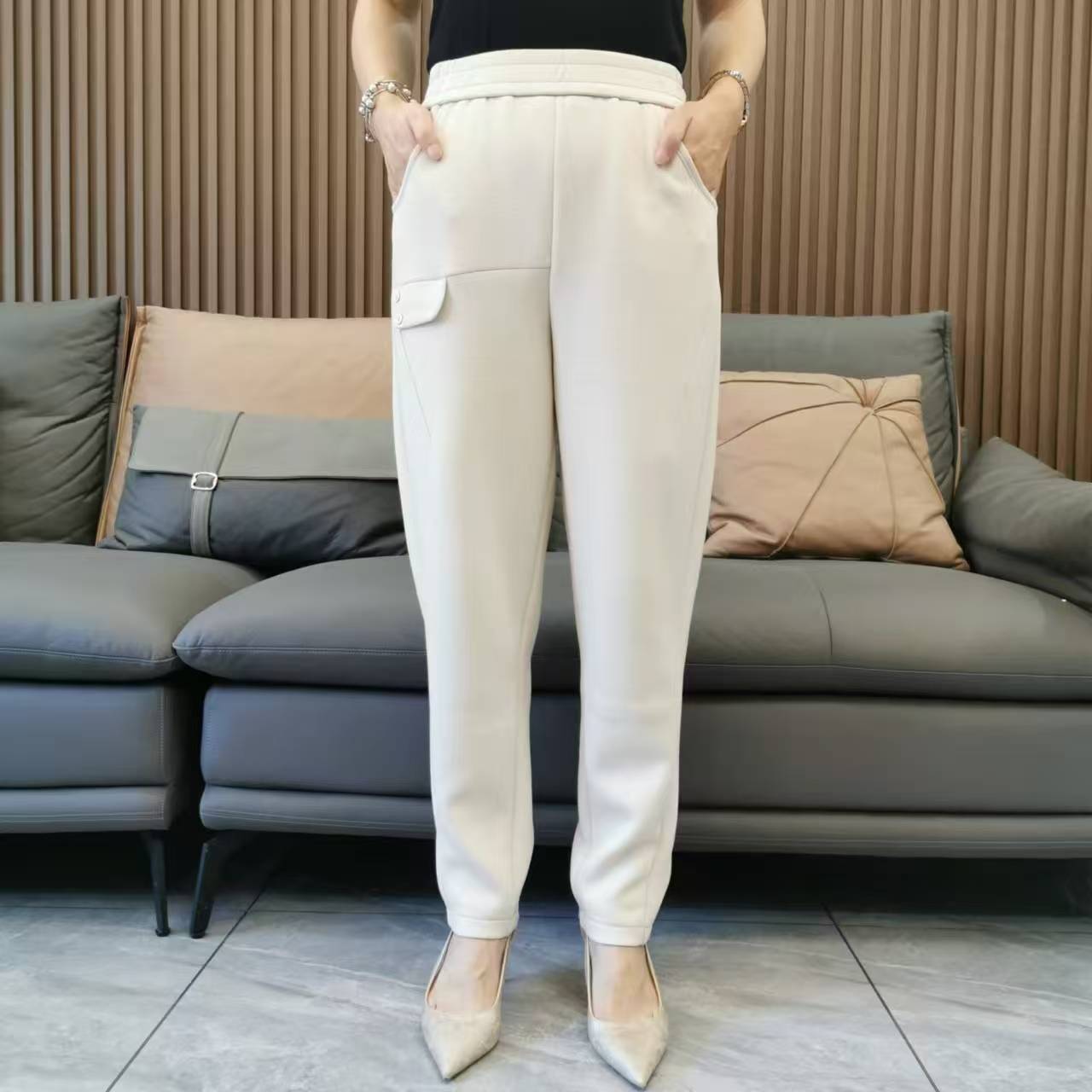 纯色净版大版休闲裤3016