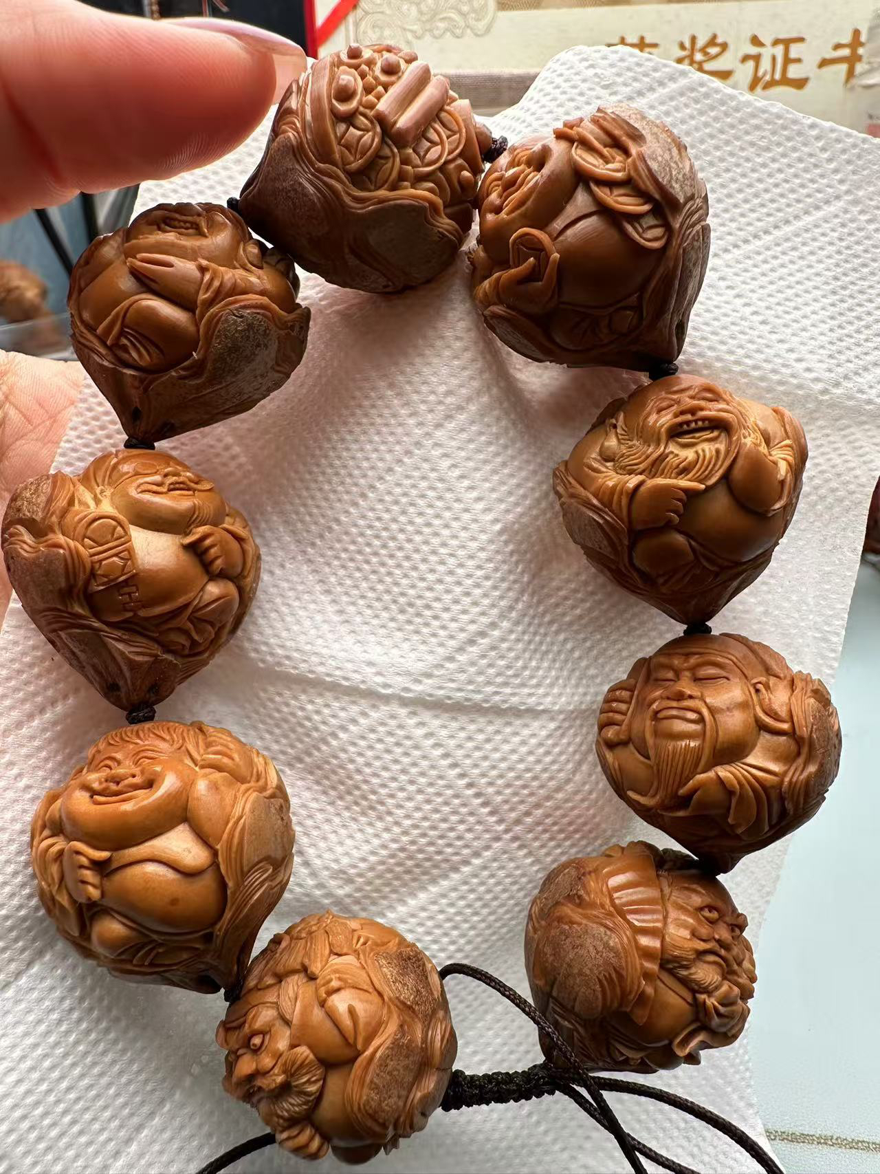精雕橄榄核手串骑兽群仙会尺码25成26左右尺寸手工文玩雕刻