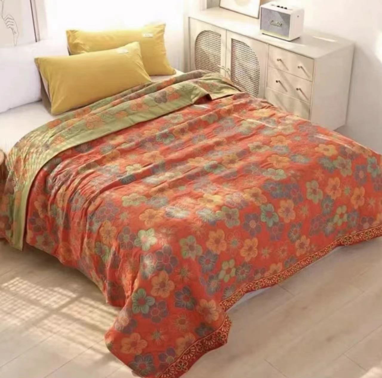 （桃花朵朵）200*230cm高端精梳棉细纱床盖