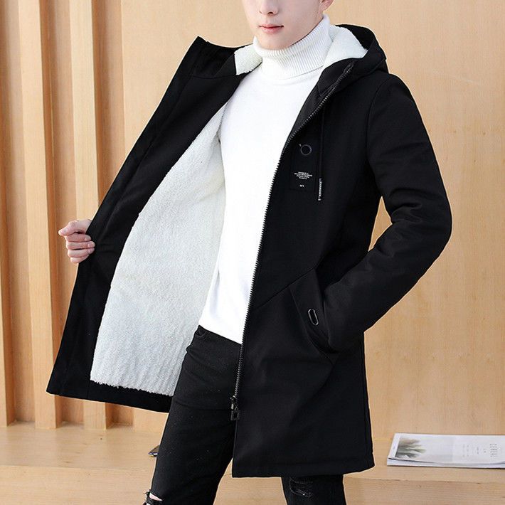 外套男秋冬季2023新款加绒加厚夹克男士风衣中长款冬装保暖上衣服