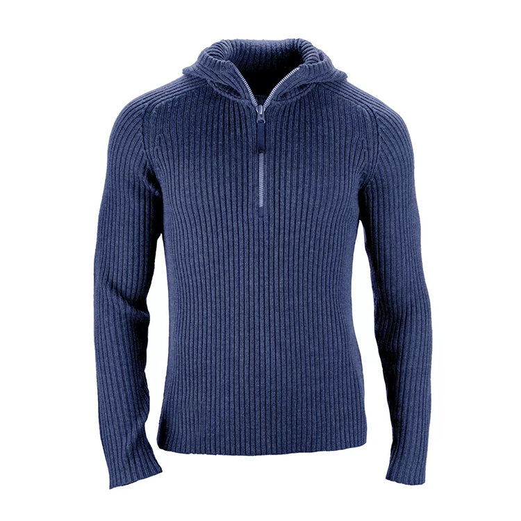 重磅900G+美丽诺羊毛战术版连帽半拉链针织衫保暖战术上衣