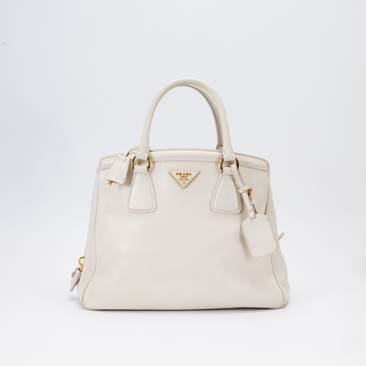 95新 Prada/普拉达 【桔夕妮妮专属】手提斜挎包mini十字纹白色