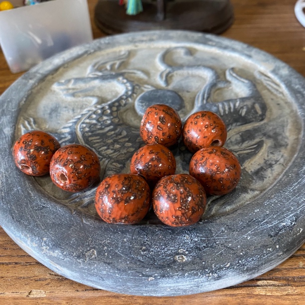 淄博博山18mm沾彩老琉璃散珠手串配珠F-17