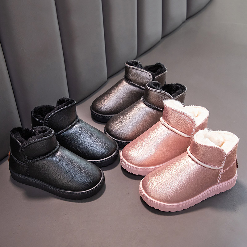 儿童雪地靴男童短靴冬季女童保暖棉鞋中大童鞋子小宝宝加厚绒棉靴