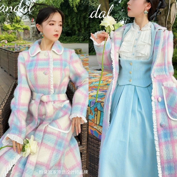 粉黛原创 半岛情书 设计感柔美修身大衣保暖舒适冬季外套