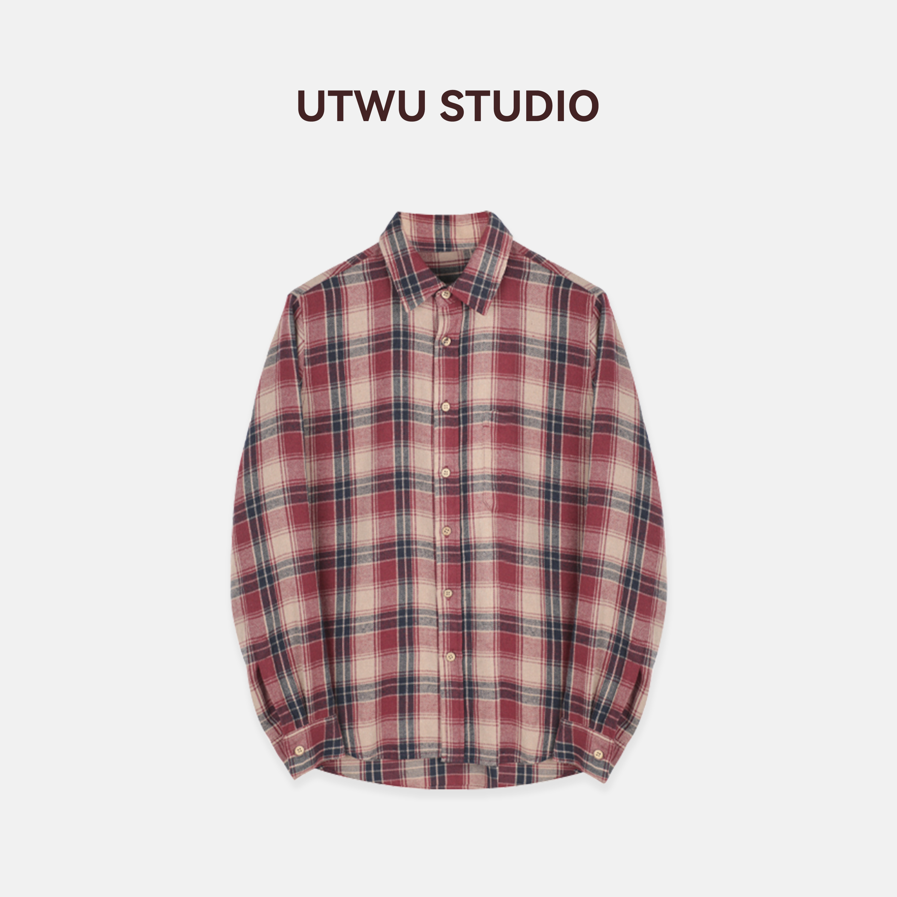 UTWU小敏「复古红格」篙品质1oo长绒棉秋日定染红格衬衫UTAC1024