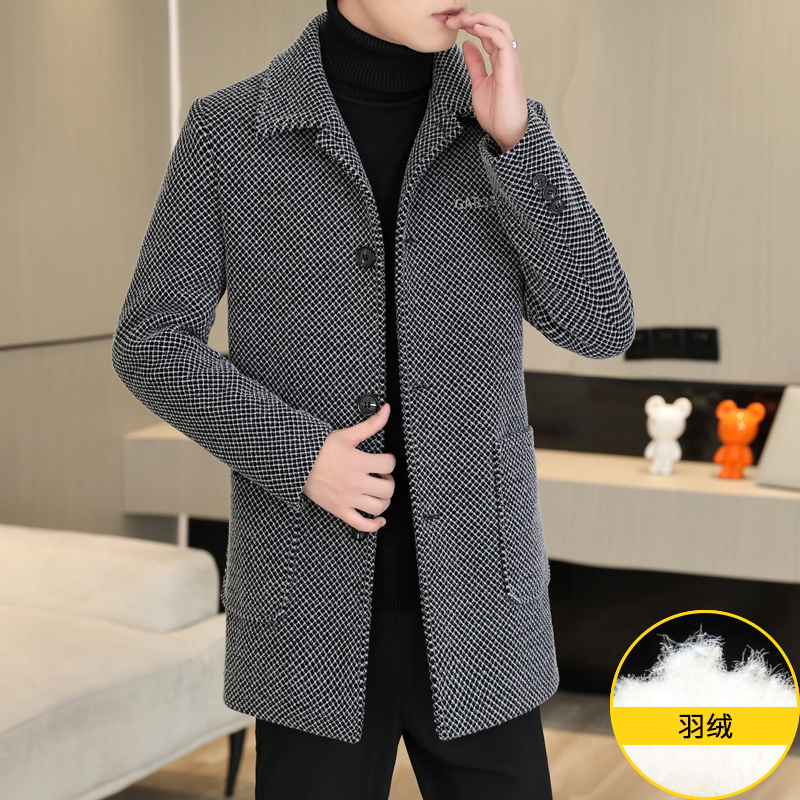 男士秋冬季毛呢休闲风衣呢子冬季羊绒羊毛毛呢大衣男加厚保暖服