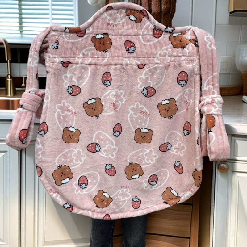 传统特色背带冬天保暖法兰绒面料0到3岁粉色草莓